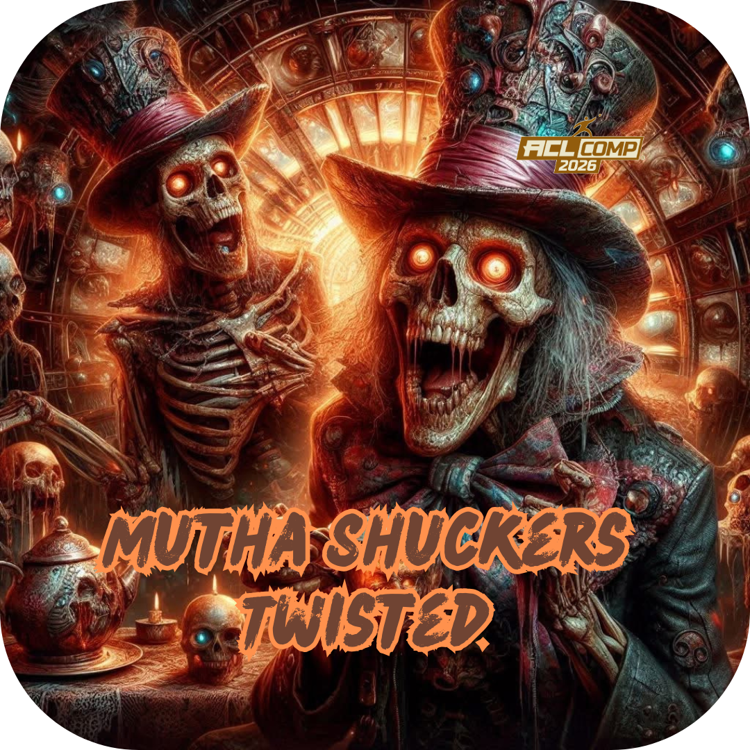 Mutha Shuckers Twisted "Orange Hatter" Series 2026 ACL Comp Cornhole Bags