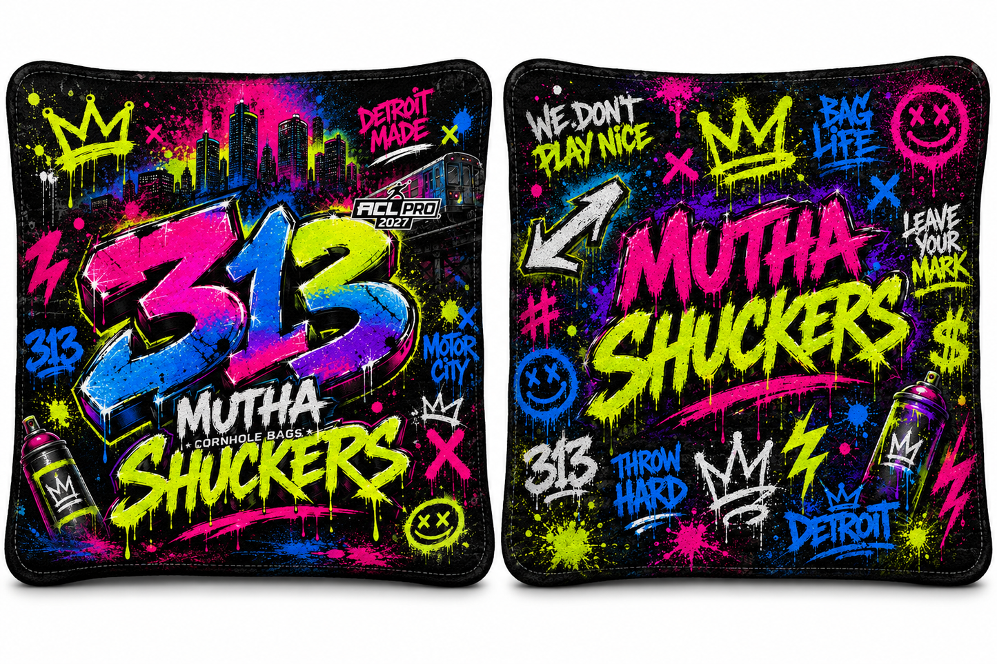 Mutha Shuckers THE 313 "Neon" Series 2027 ACL Pro Cornhole Bags