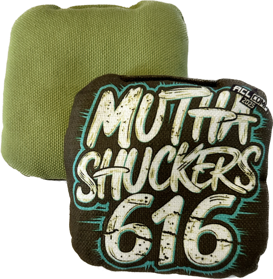 Mutha Shuckers 616 "Graffiti Green" Series 2025 ACL Comp Cornhole Bags