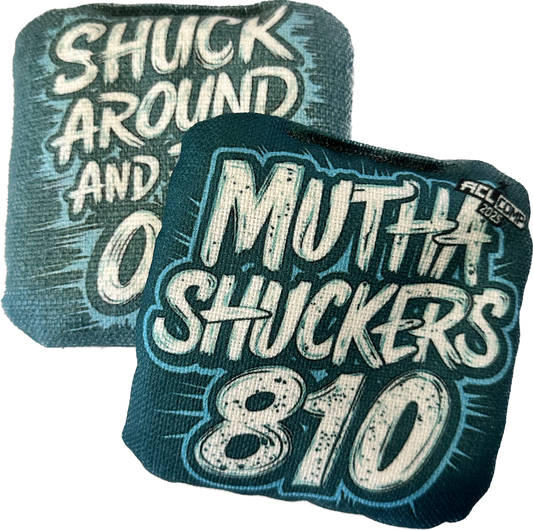 Mutha Shuckers 810 "Shuck Around Teal" Series 2025 ACL Comp Cornhole Bags