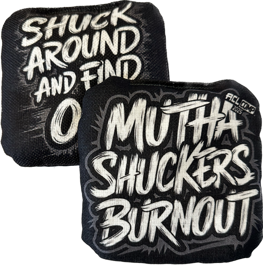 Mutha Shuckers Burnout "Shuck Around Pitch Black" Series 2025 ACL Pro Cornhole Bags